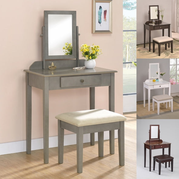 2208  IRIS VANITY & STOOL GREY