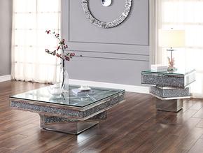 81465 Noralie Coffee Table Mirrored, Faux Diamonds