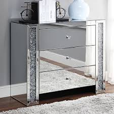 97642 Noralie Console Table Cabinet, Faux diamonds