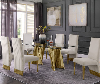 VICTORIA DINING SET 7 PCS BEIGE