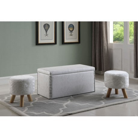 AC824 STORAGE OTTOMAN W/2 STOOLS White