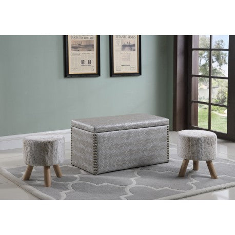 AC825 STORAGE OTTOMAN W/2 STOOLS Grey